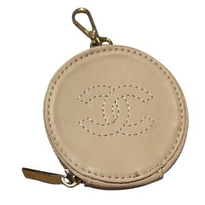 Fashion Blush Round Coin Pouch with Gold Accents